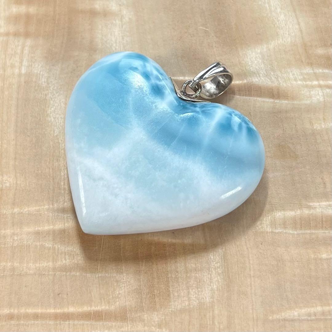 ハイクオリティ　ラリマー　可愛いハート型　ネックレス　8