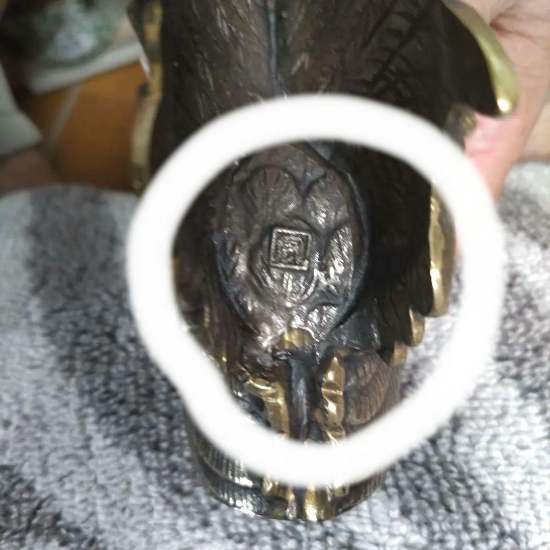 《金属工芸品、鳥２羽》新品（かたらい、村田宏作）木製台、箱入1634