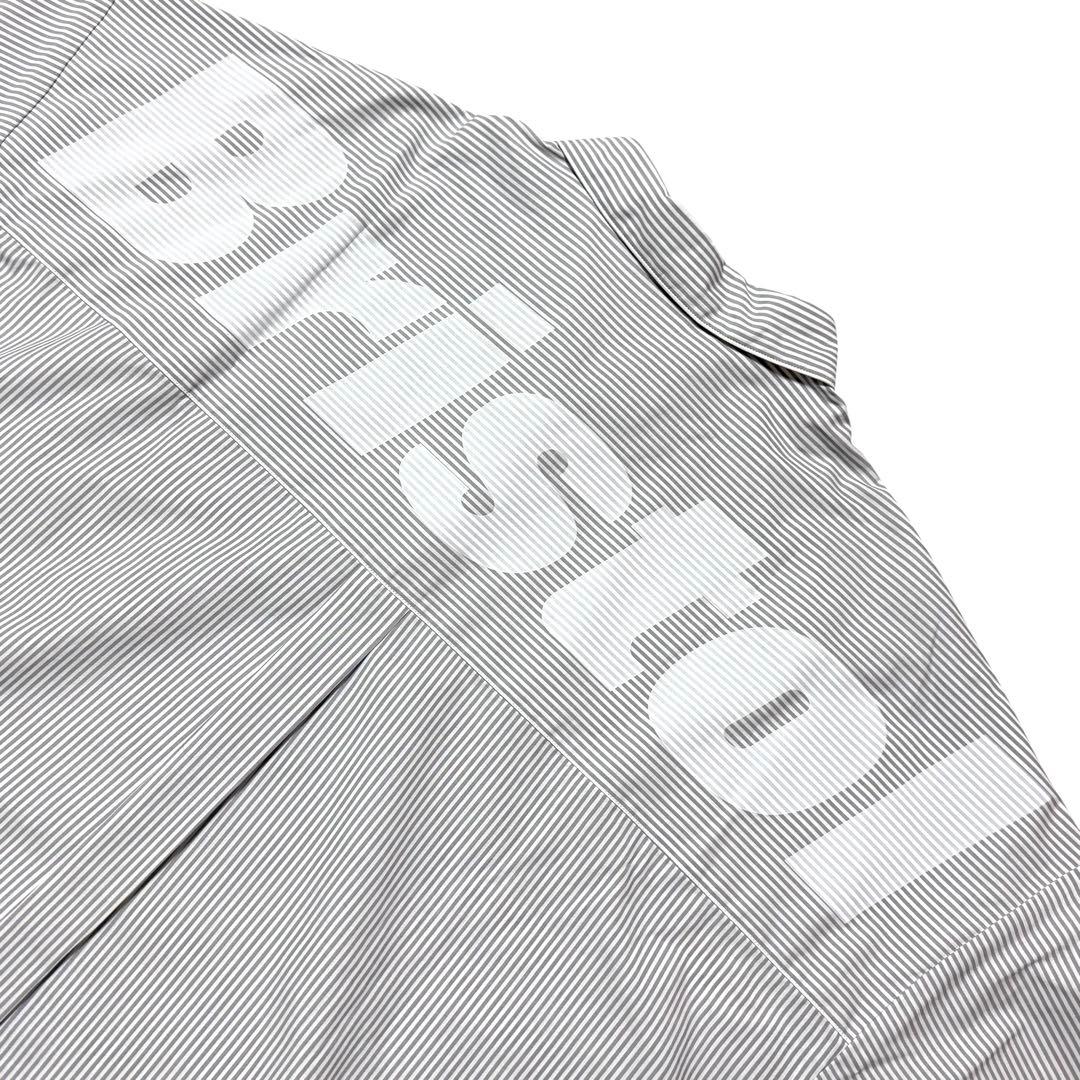 美品 FCRB 25SS ビッグ ロゴ プリント ストライプ バギー シャツ L