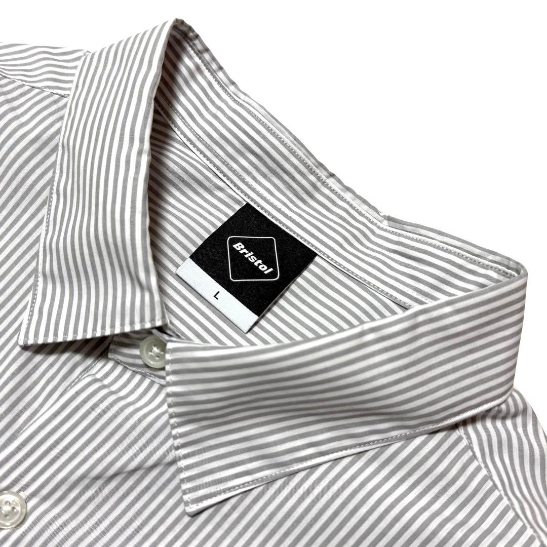 美品 FCRB 25SS ビッグ ロゴ プリント ストライプ バギー シャツ L