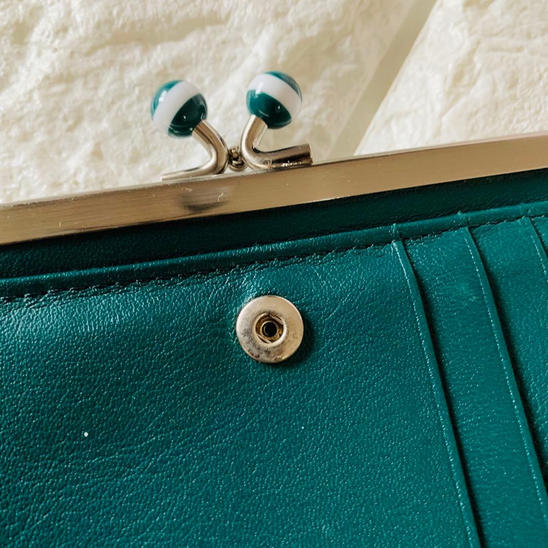 ◆agnes b アニエスベー がま口 二つ折り財布 グリーン