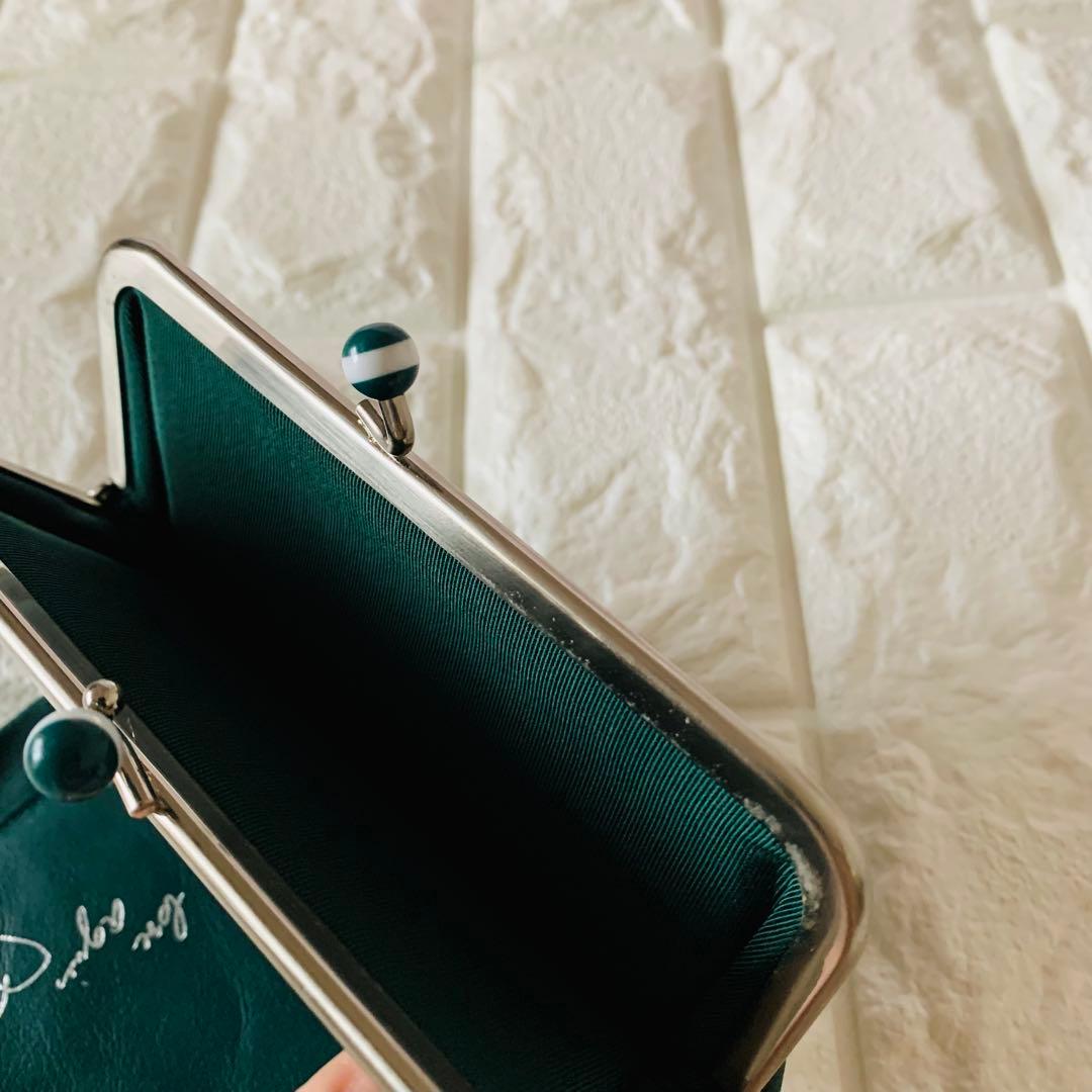 ◆agnes b アニエスベー がま口 二つ折り財布 グリーン