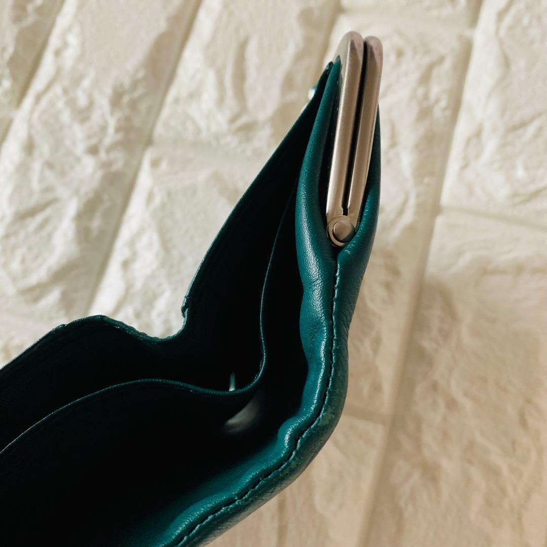 ◆agnes b アニエスベー がま口 二つ折り財布 グリーン