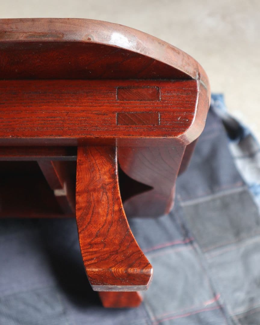 値下げ 総欅(ケヤキ)材の豆ちゃぶ台　古道具 古家具 ローテーブル レトロ 座卓