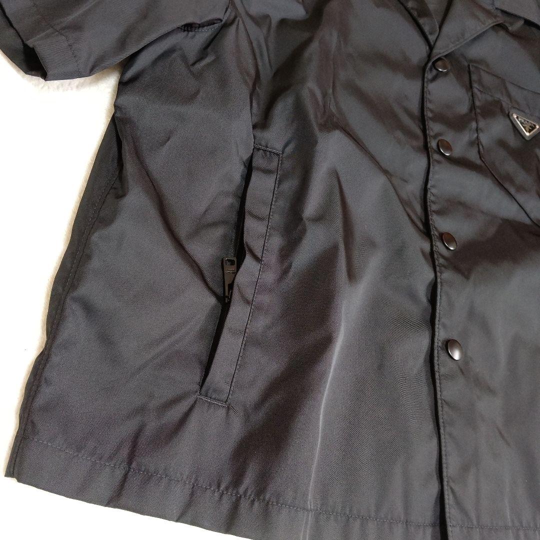 PRADA プラダ 22ss ナイロン 半袖シャツ 三角ロゴ ブラック S