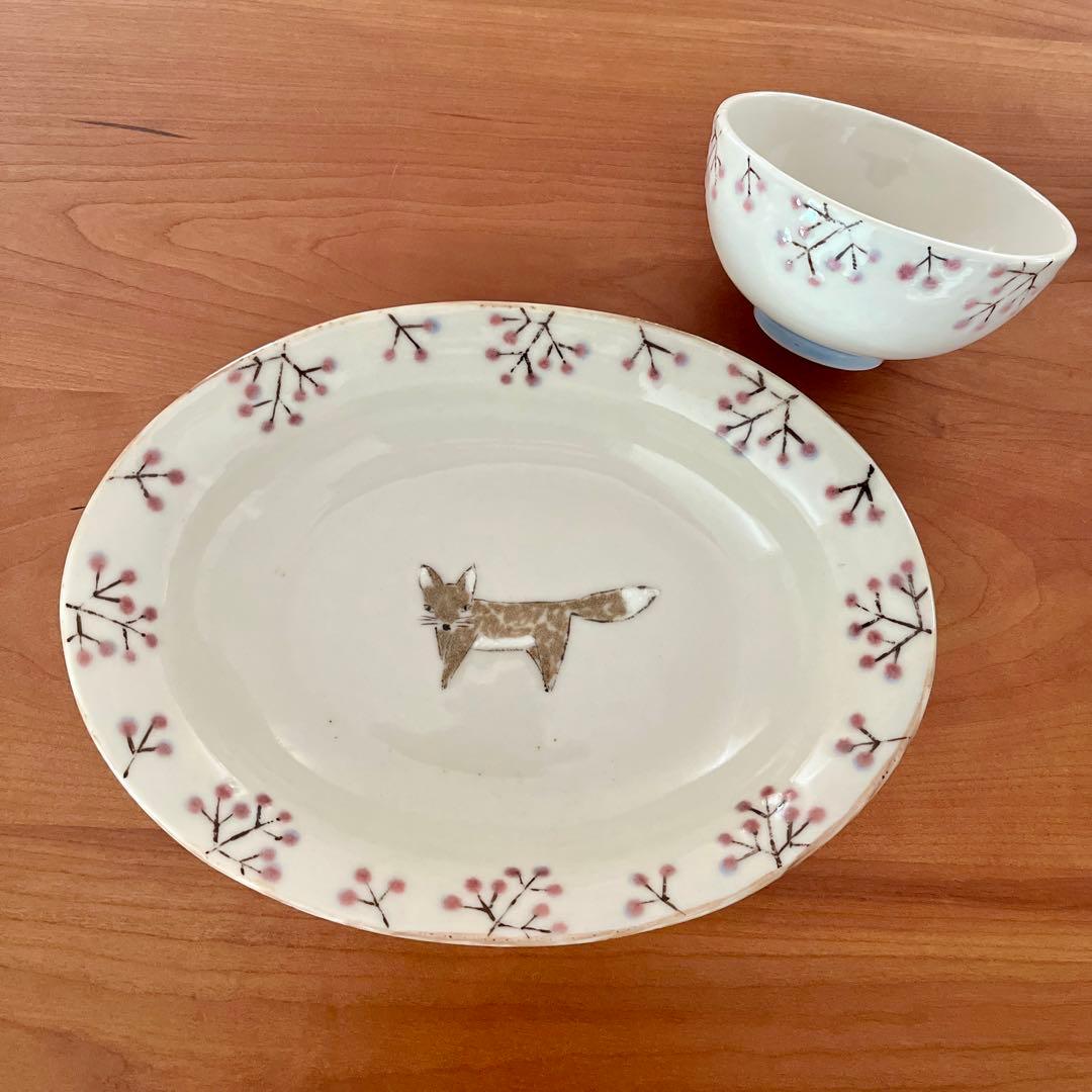 矢板緑　オーバル深皿　カップ