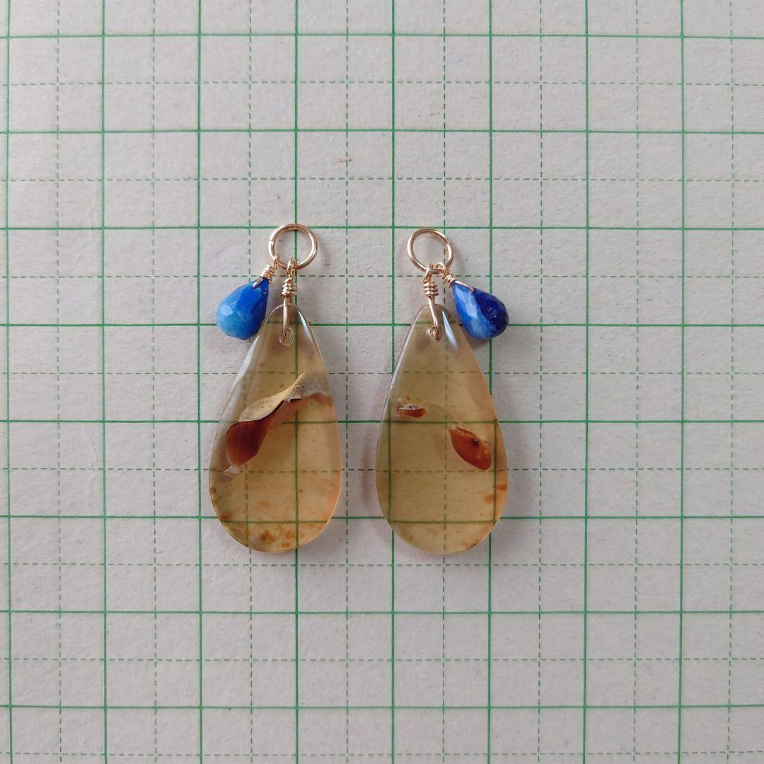 ゆりちゃんページ✧希少ブルーアンバー＆超希少アフガナイトのピアスチャーム