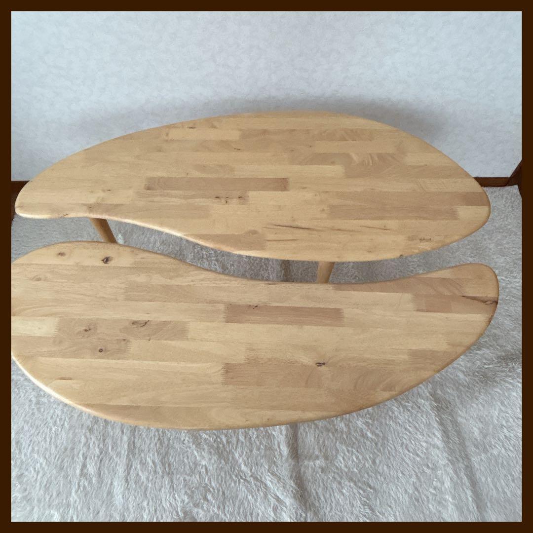 美品】天然木製 無垢材 センターテーブル 2台セット コーヒー ビーンズ