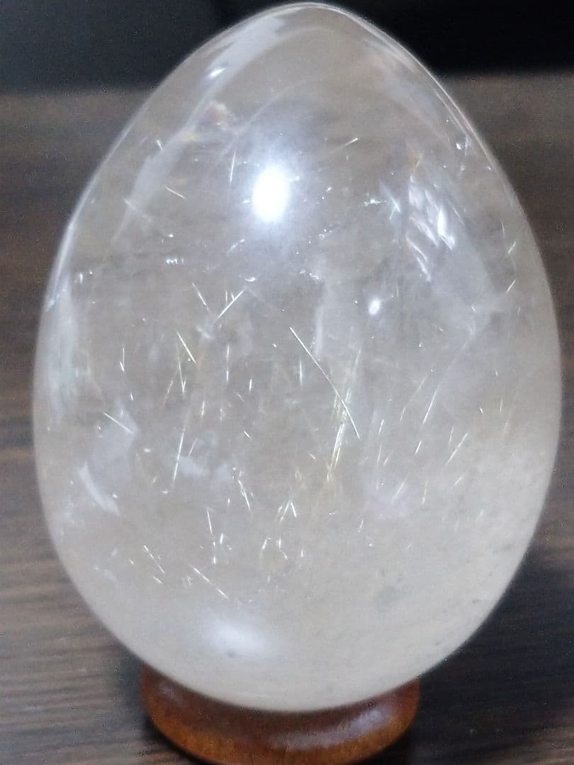 天然石■スモーキールチルクォーツ■虹入り■エッグ■卵■たまご■台座付き■レア