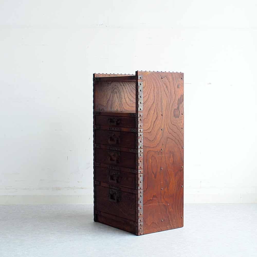 木製 小引き出したんす 和モダン 鉄金具 民芸調 ZR24442