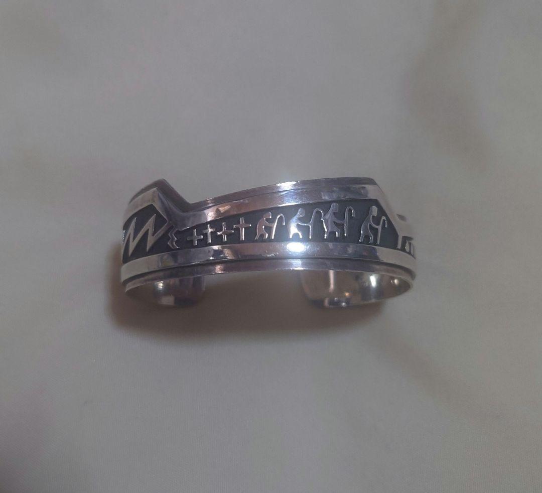 ホピ族　オーバーレイ　スターリングシルバー　バングル(使用済)