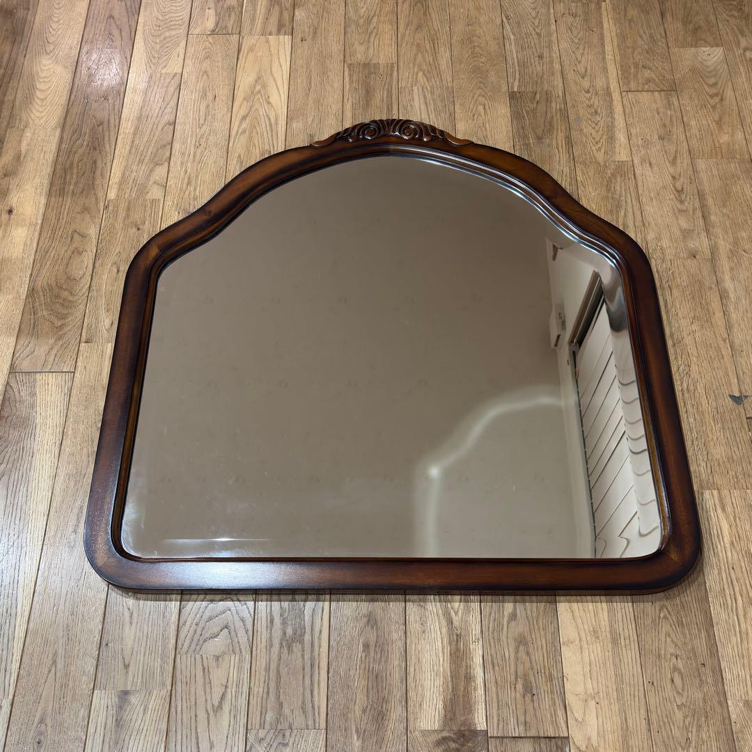 ビッグミラー ウォールミラー マホガニー材 壁掛 輸入 エレガント 高級 木製