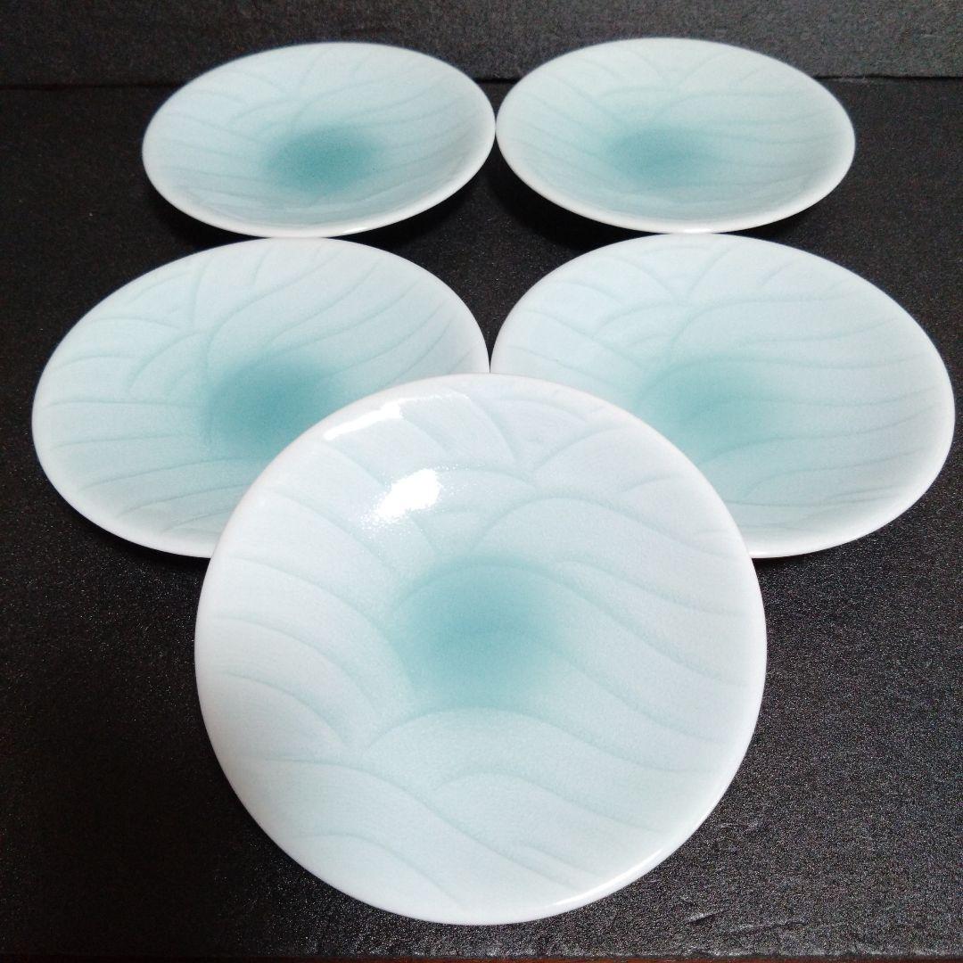 有田焼 藤巻窯 青白磁 銘々皿5枚　お祝い