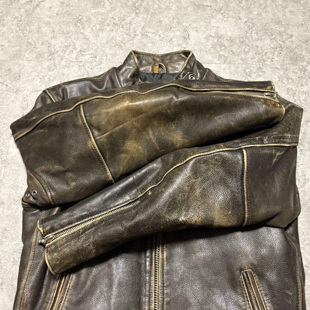 【エイジング】シングルライダース　M レザージャケット　ブルゾン　【36】