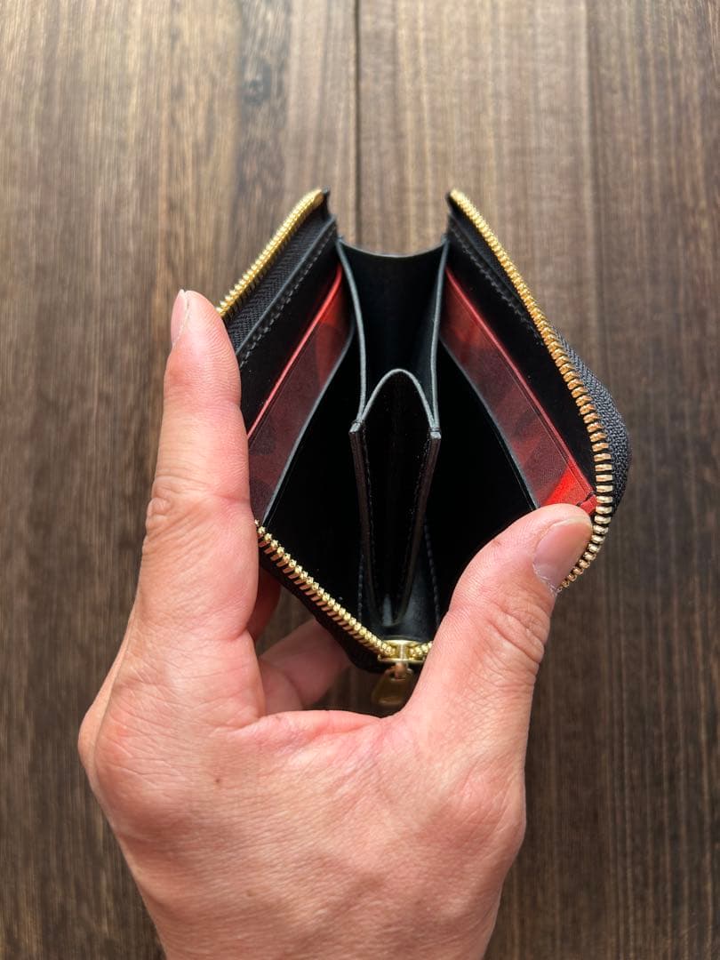 クロコダイル　ポロサス　ブラック　コンパクトウォレット　L字ファスナー　財布