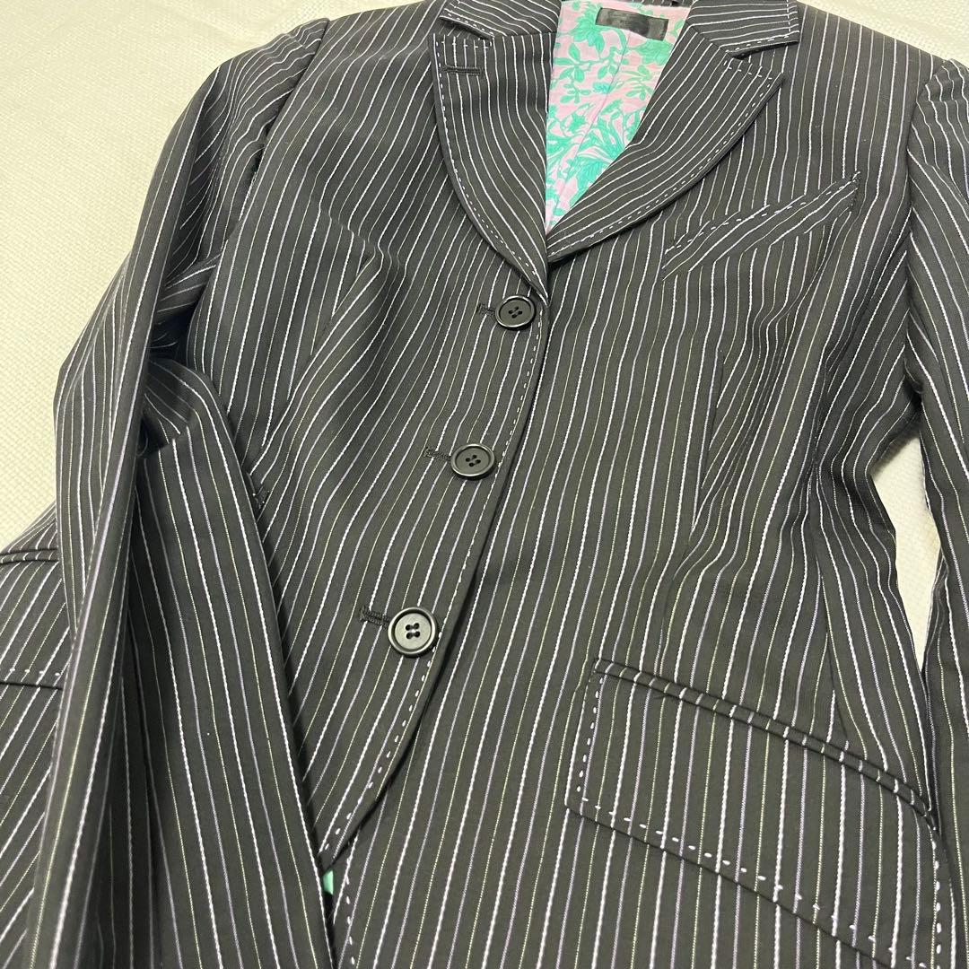 ポールスミス　ブラック　スーツ　セットアップ　ストライプ　40 花柄　黒　L
