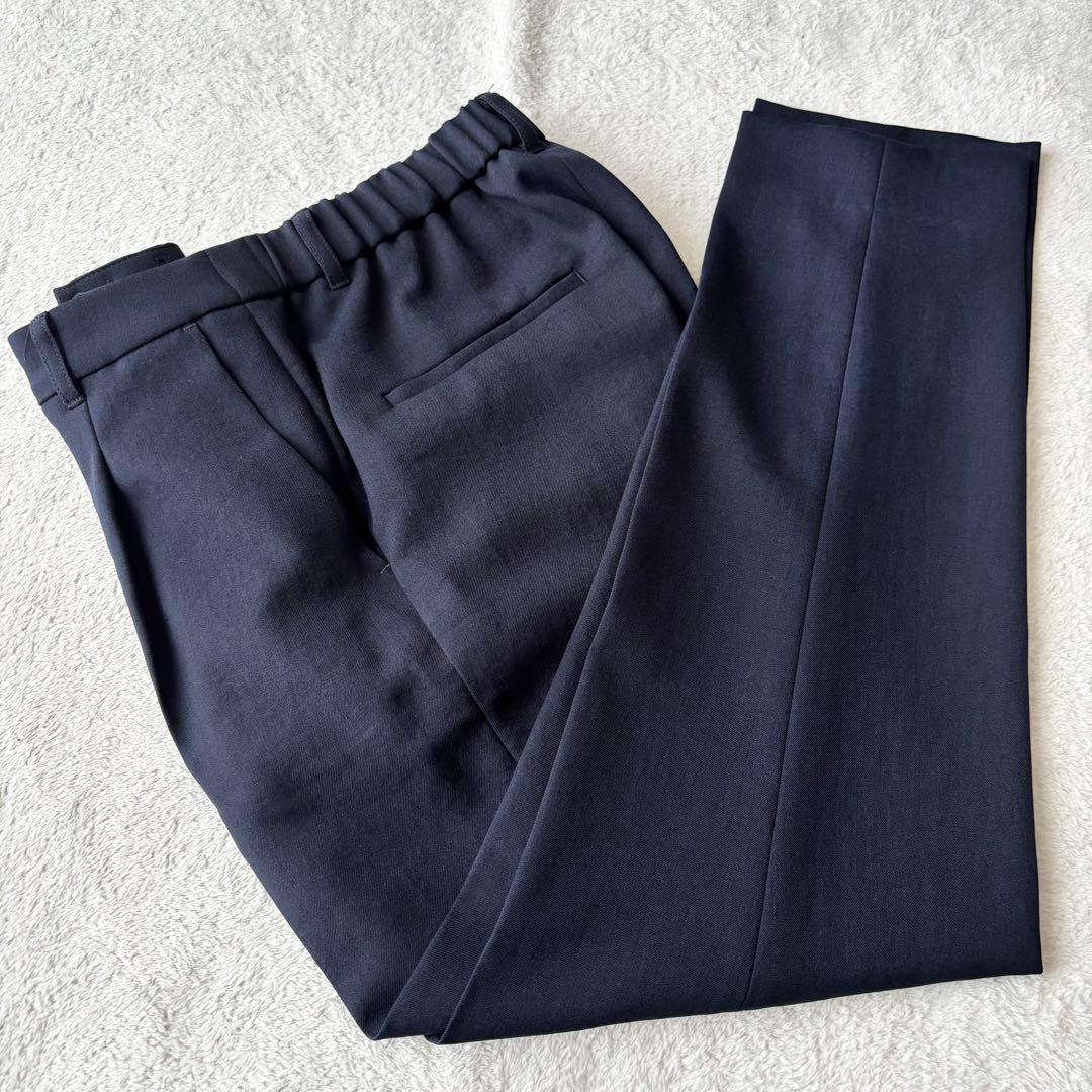 美品 INDIVI インディヴィ ノーカラー パンツスーツ ノーカラー L