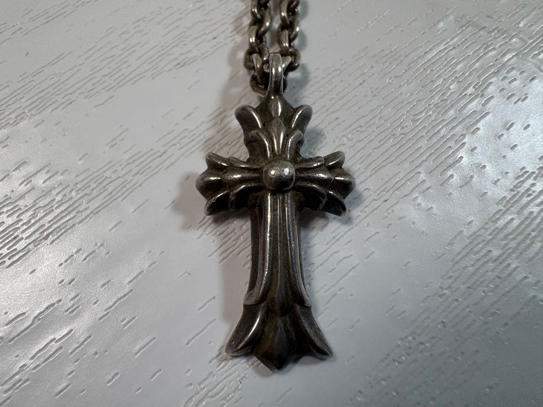 クロムハーツ　ダブルCHクロスチャーム 袋　チェーン付き　ネックレス シルバー