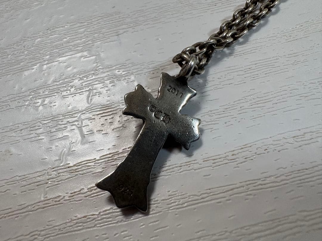 クロムハーツ　ダブルCHクロスチャーム 袋　チェーン付き　ネックレス シルバー