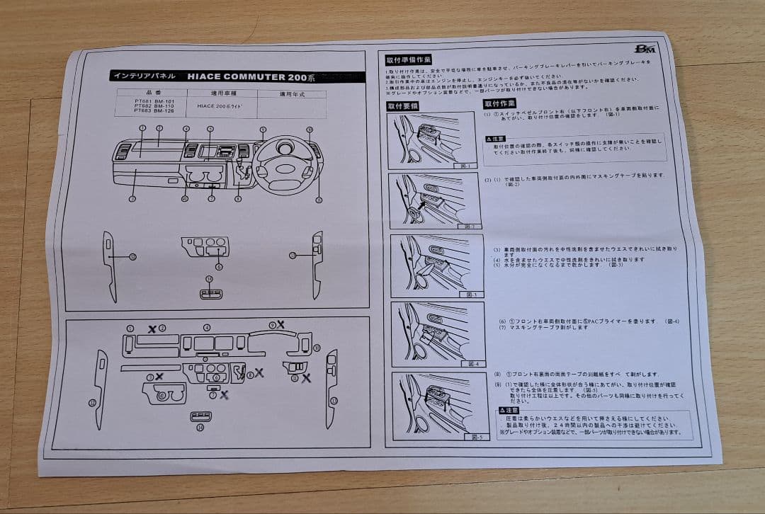 送料込ハイエース200系ワイド用インテリアパネル ブラックウッド調 中古