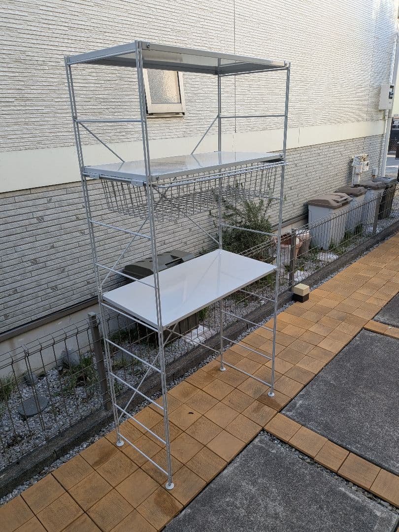 MUJI　無印良品　 スチールラック メタルシェルフ　ライトグレー　バスケット