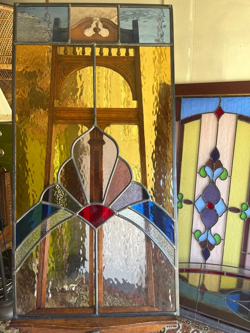 引き取り限定 ステンドグラス パネル アンティーク インテリア 建具 店舗