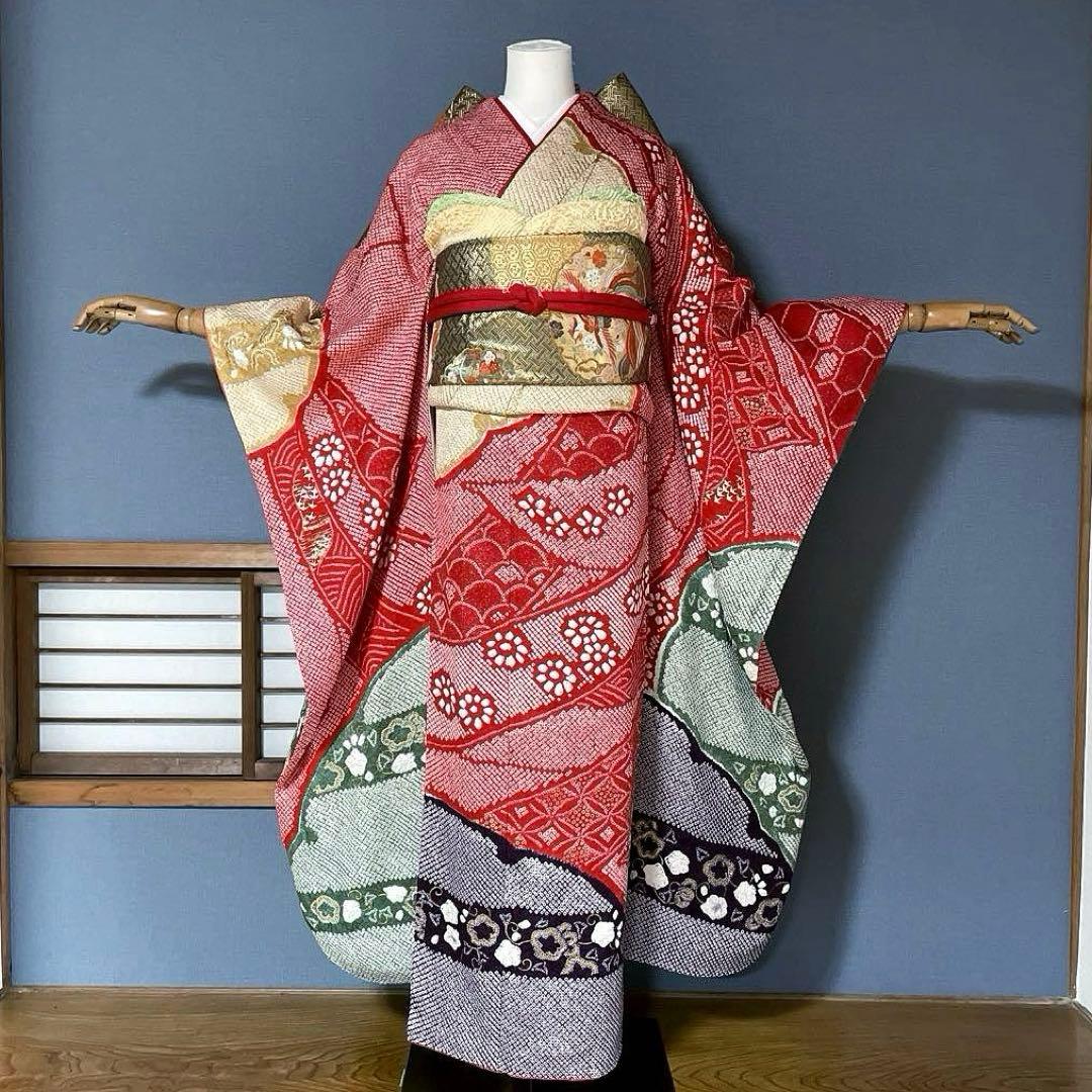 振袖フルセット　高身長　手絞り　総絞り　成人式振袖　振袖　裄丈71 ➕サイズ