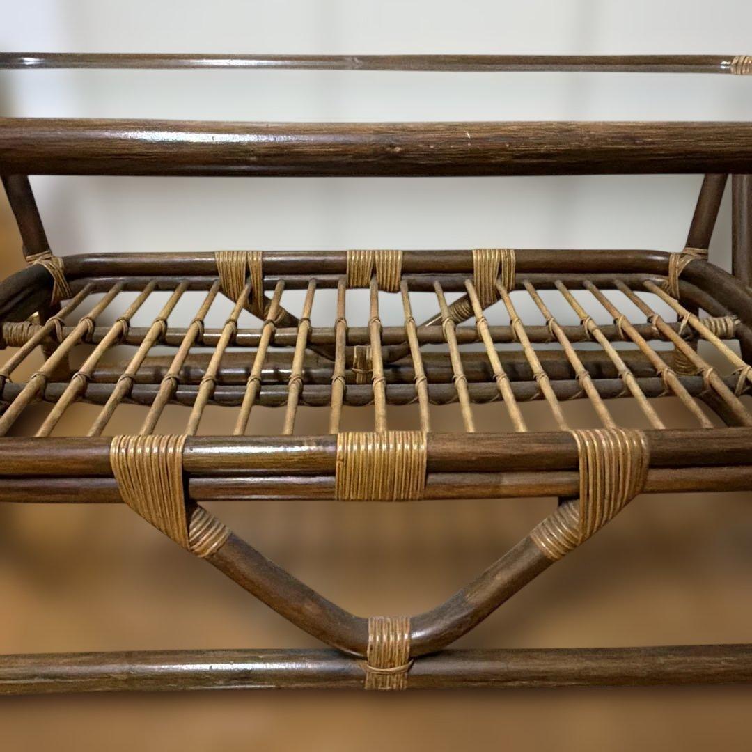 ヴィンテージラタンガラステーブル