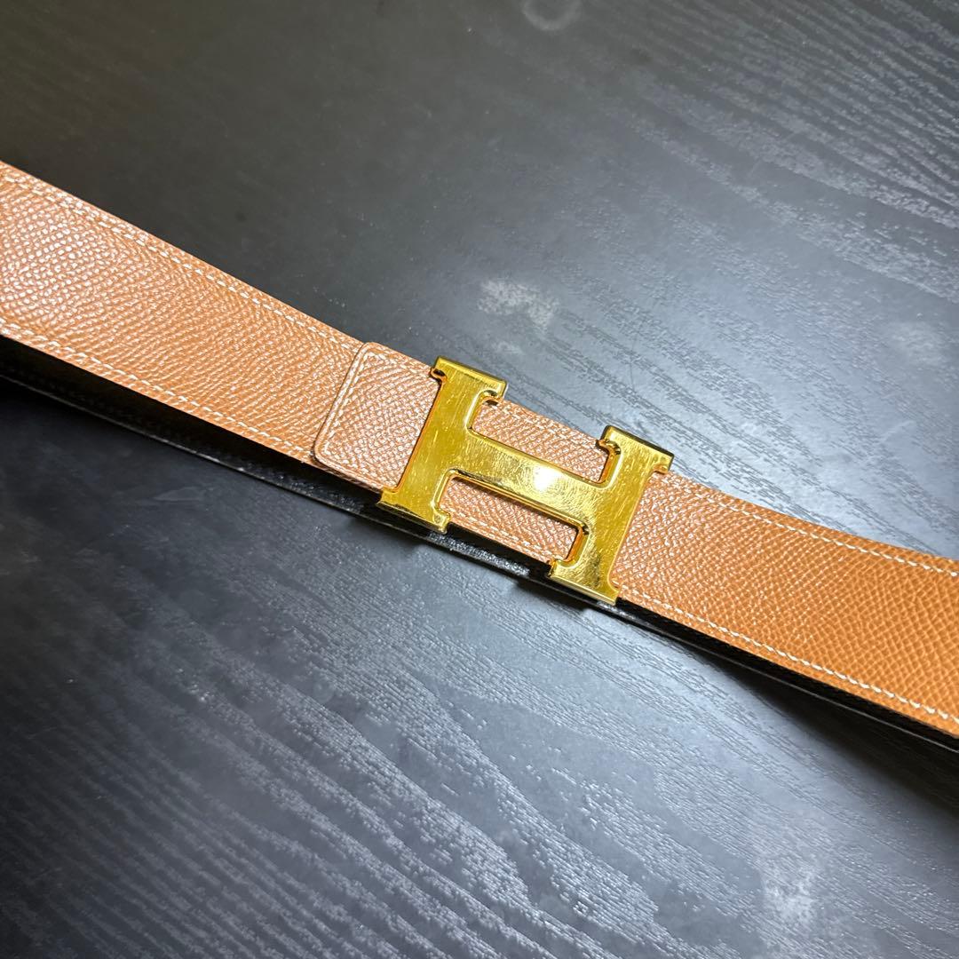 HERMES エルメスコンスタンスリバーシブルベルト105 ゴールドバックル美品