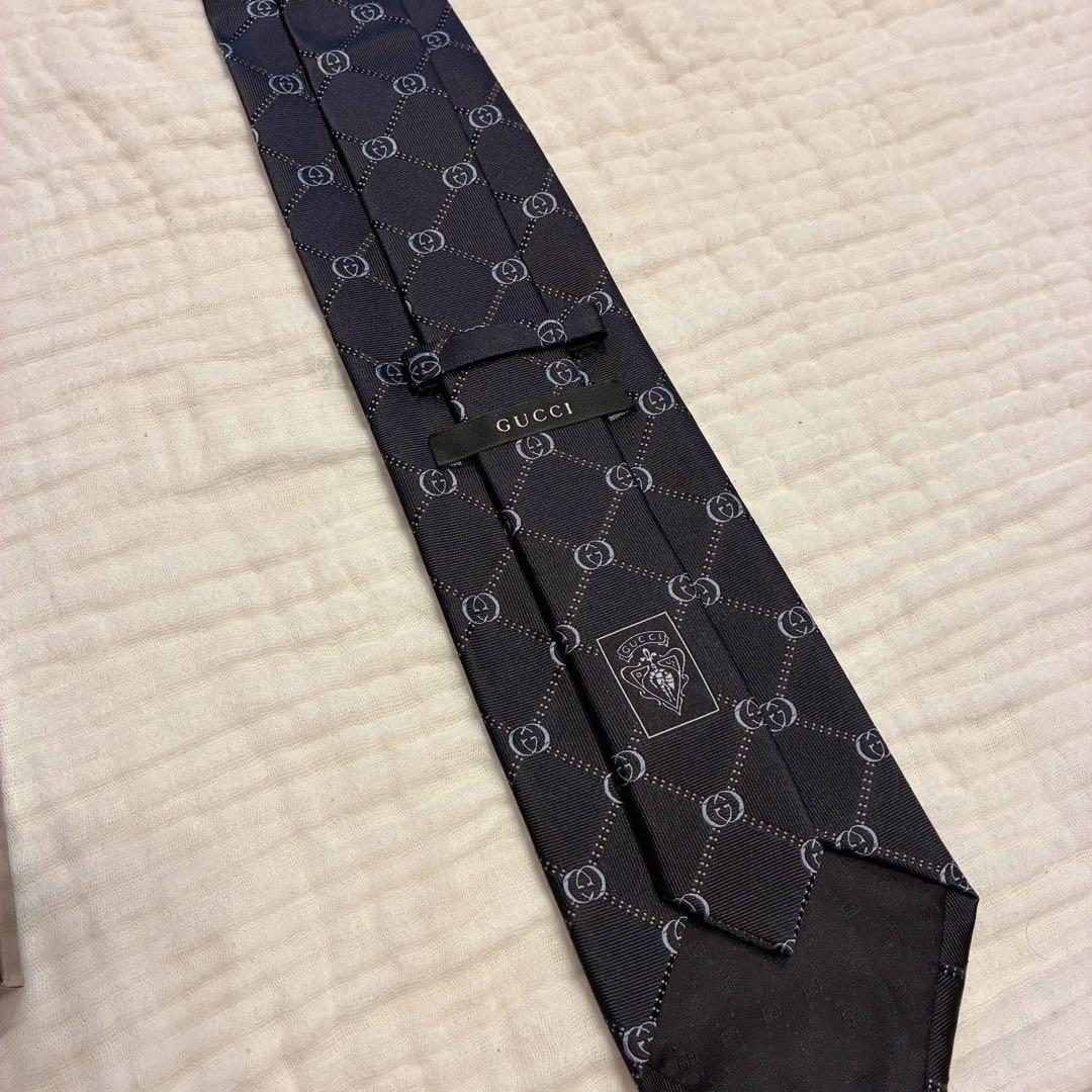 【未使用品】 箱付き GUCCI グッチ GG柄 ネクタイ ブラック シルク