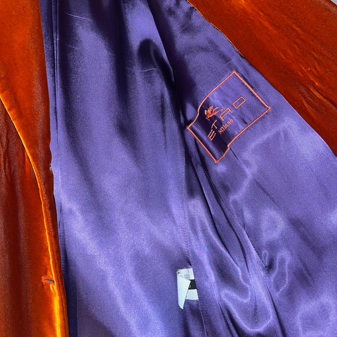 ETRO エトロ コート ベルベット ベロア オレンジ ロングコート