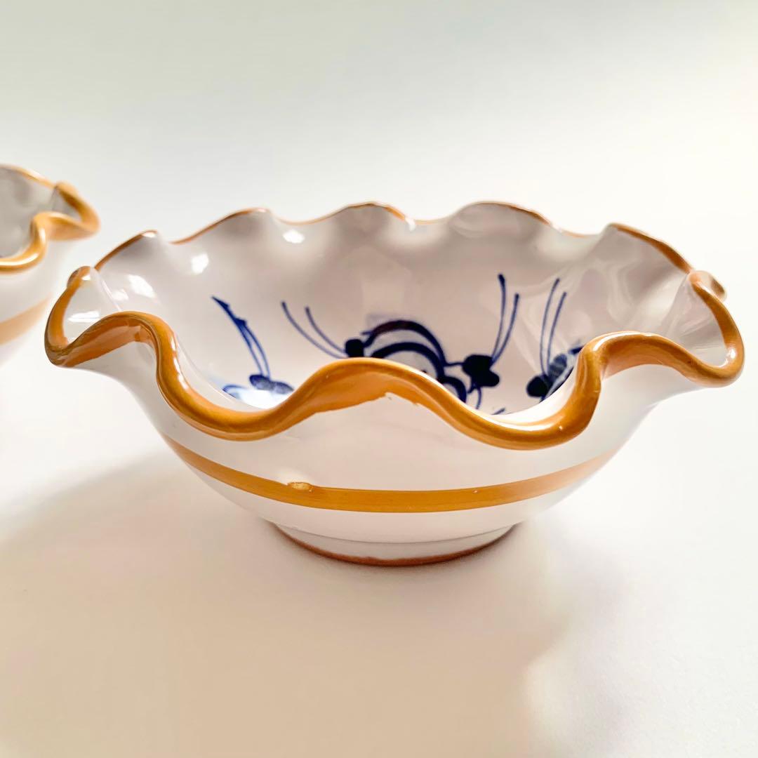 パスクワーレ社 フリル皿　オレンジ直径13cm高さ5cm２個セット