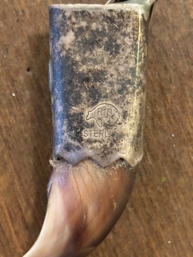 STERLING刻印 爪モチーフ トルコ石コーラル風 ビンテージペンダントトップ