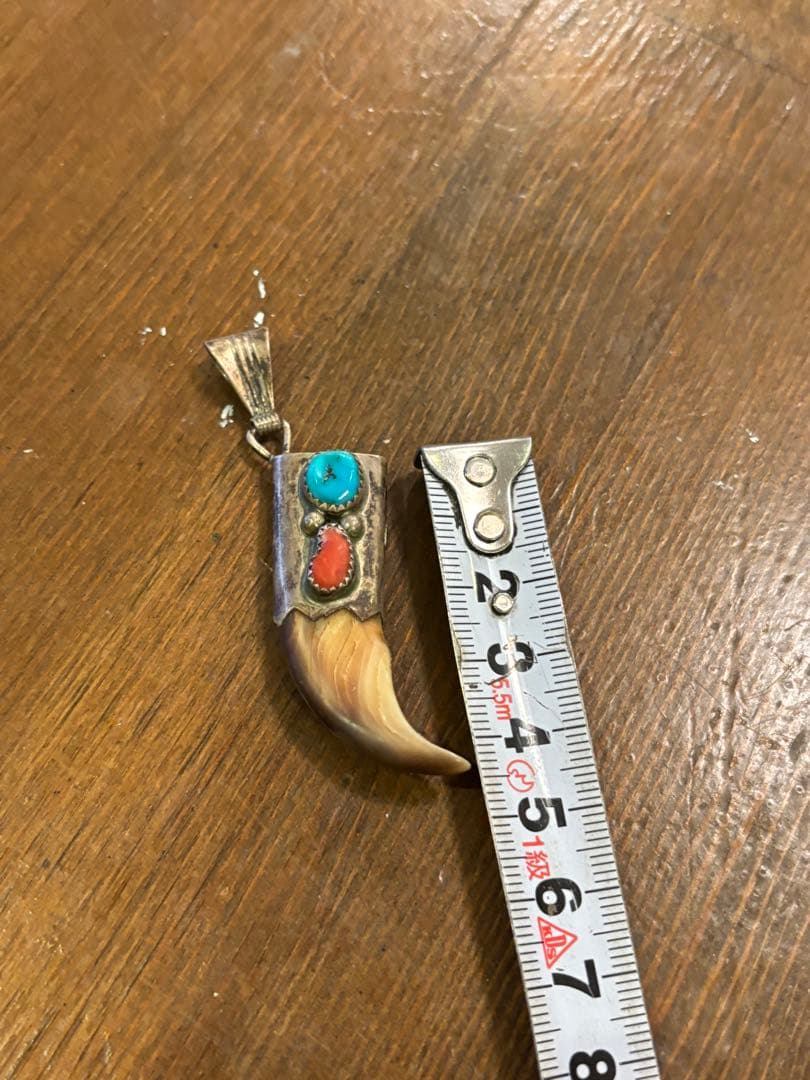 STERLING刻印 爪モチーフ トルコ石コーラル風 ビンテージペンダントトップ
