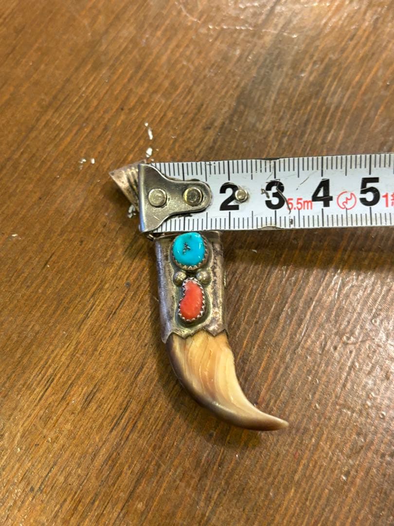 STERLING刻印 爪モチーフ トルコ石コーラル風 ビンテージペンダントトップ