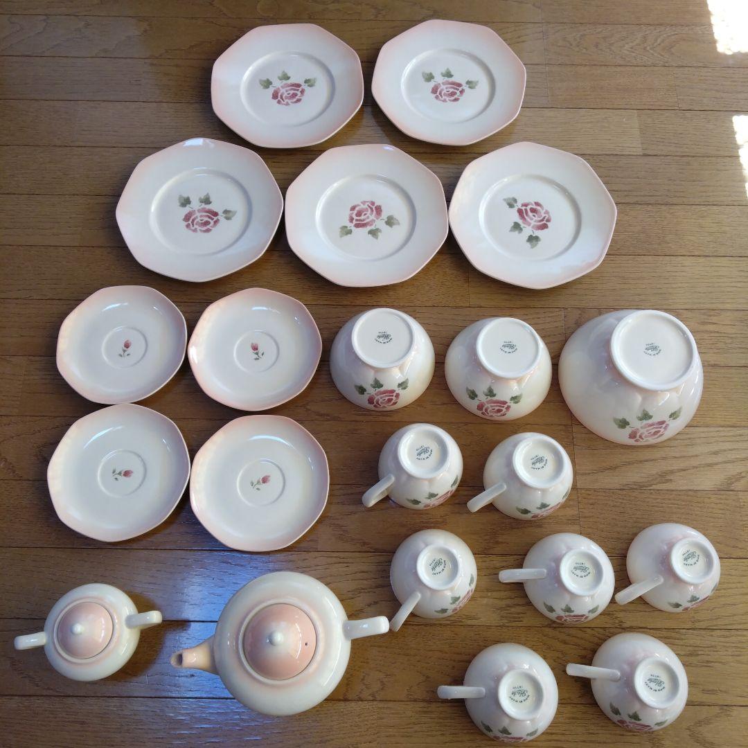 マニー ピンクローズシリーズ バラの花柄陶器食器セット