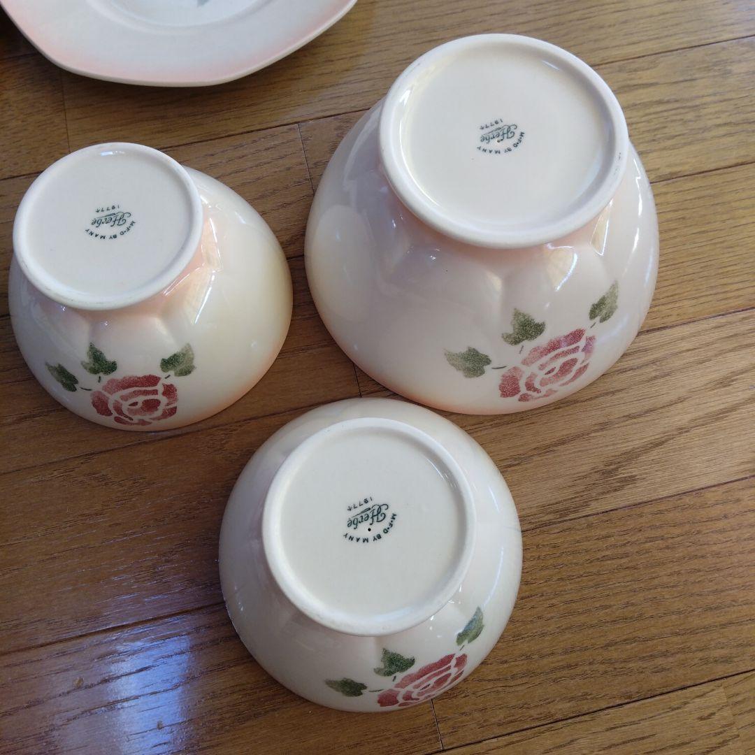 マニー ピンクローズシリーズ バラの花柄陶器食器セット