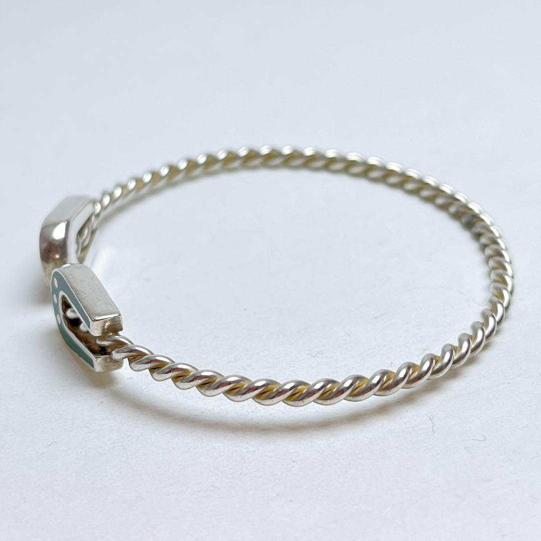 グッチ　ヴィンテージ　ツイスト　ホースシュー　バングル　グリーン　925