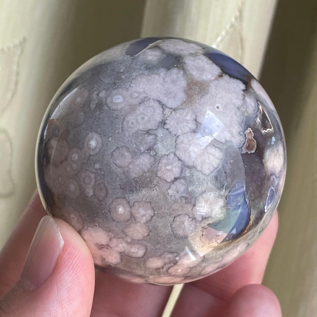 ブルー桜瑪瑙 スフィア 天然石 置物