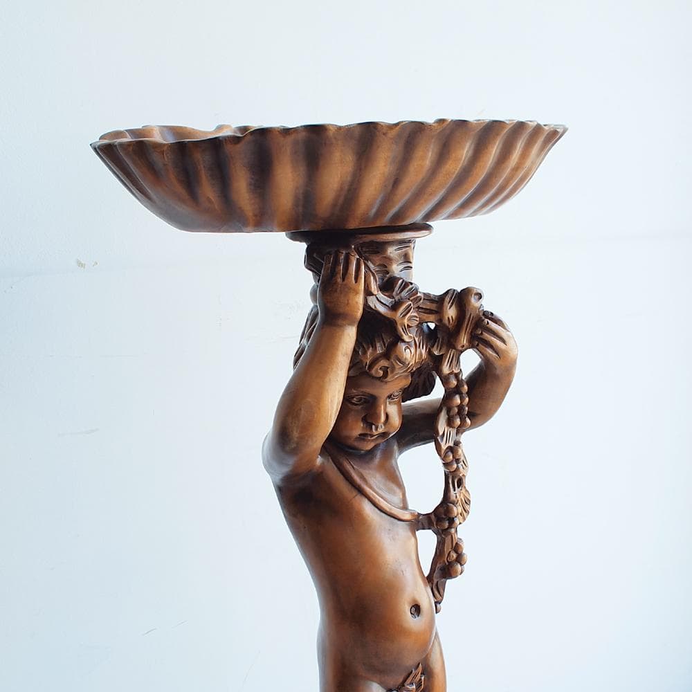 木彫り 天使 フラワースタンド 花台 彫刻 高さ128cm