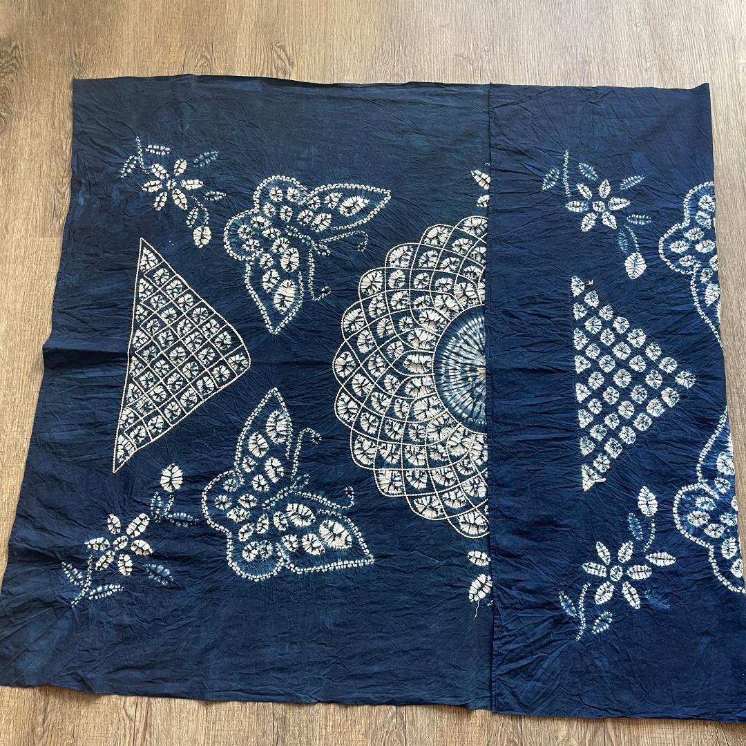 手染め 藍染 布 生地 手絞り 一点物 インテリア 雑貨用 テーブルクロス