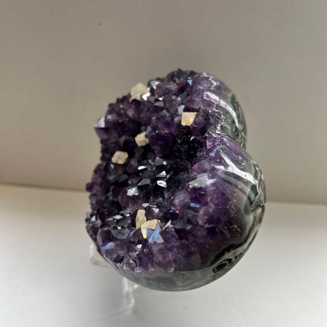 天然石 アメジスト ハート 大型 カルサイト 共生 クラスター ウルグアイ産