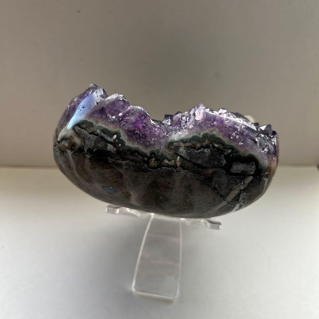 天然石 アメジスト ハート 大型 カルサイト 共生 クラスター ウルグアイ産