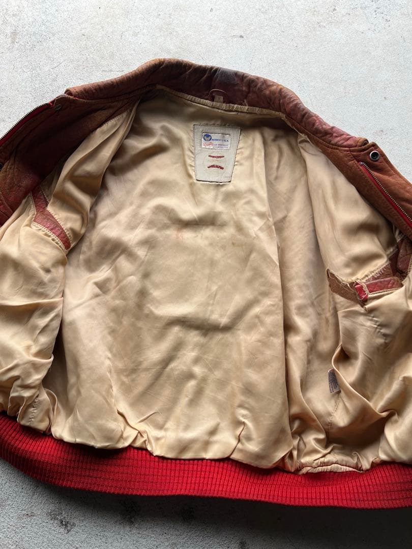 90s AVIREX レザースタジャン MLBナショナルリーグプレーオフワッペン