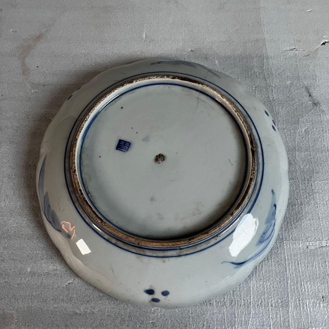 アンティーク　大皿　2枚セット　古伊万里　染付　江戸時代　刻印あり　吉