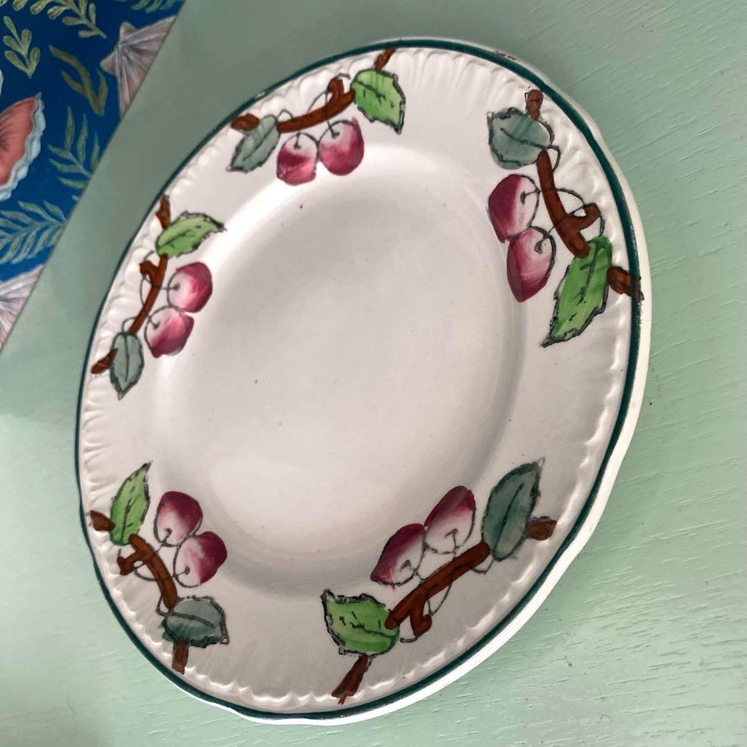 フランスアンティークLongwy ロンウィ プレートチェリー【B】