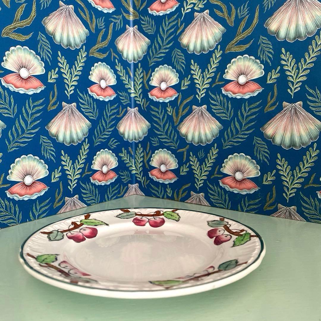 フランスアンティークLongwy ロンウィ プレートチェリー【B】