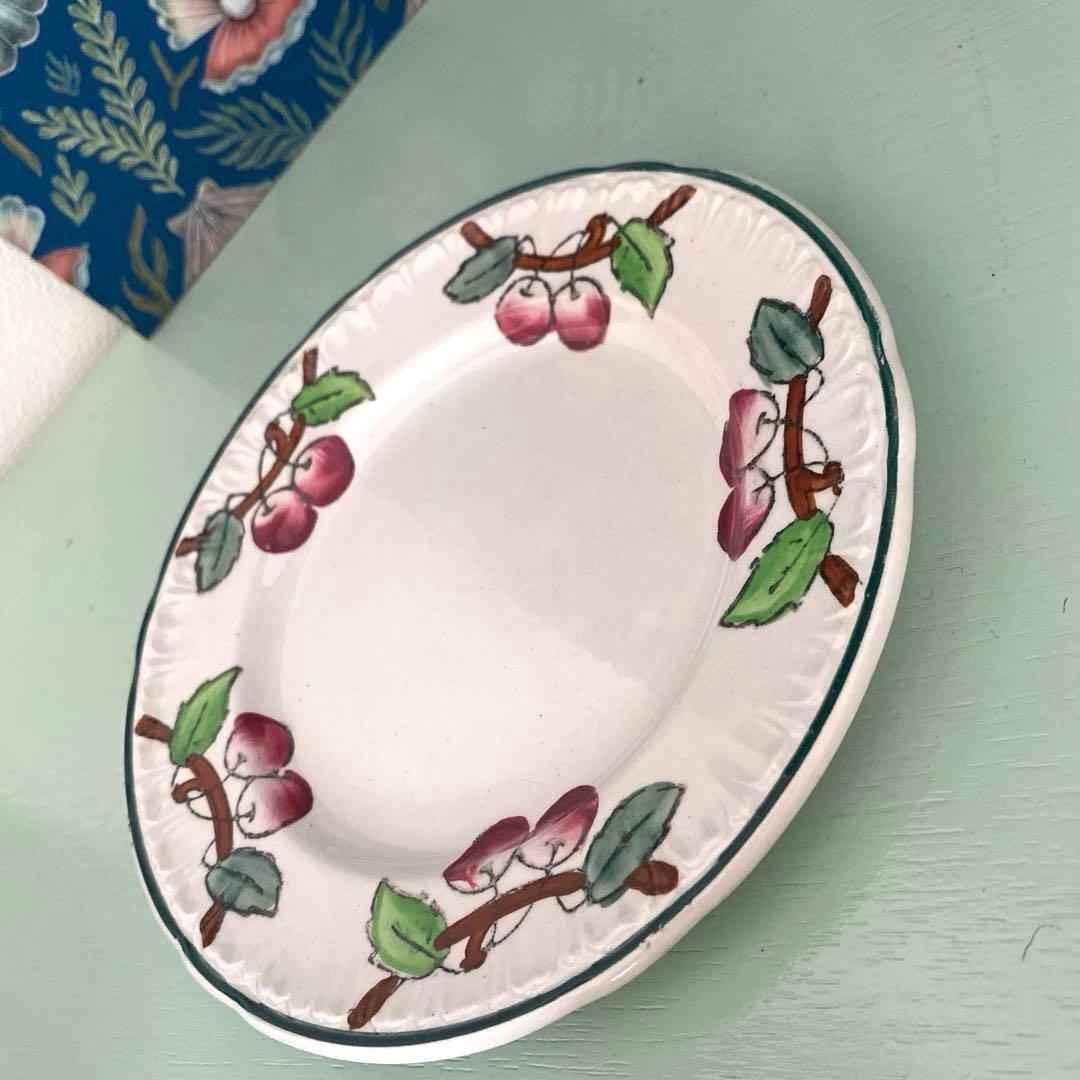 フランスアンティークLongwy ロンウィ プレートチェリー【B】