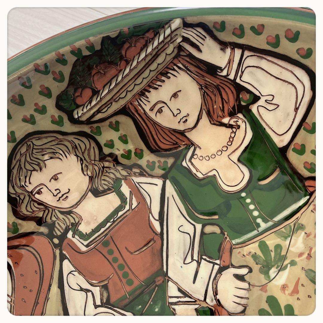 スイス　Schneider工房　ハンドペイント　ヴィンテージ大皿　レアサイズ