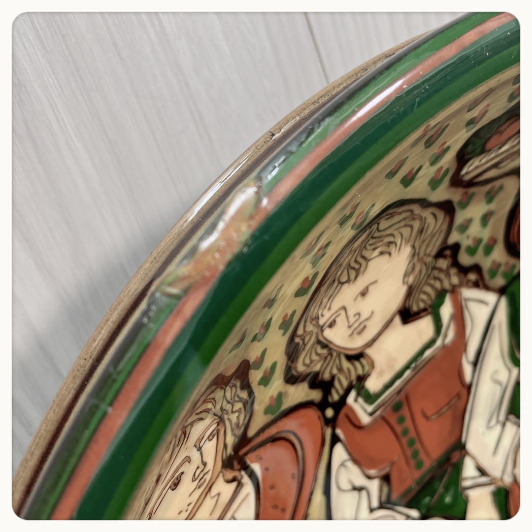 スイス　Schneider工房　ハンドペイント　ヴィンテージ大皿　レアサイズ